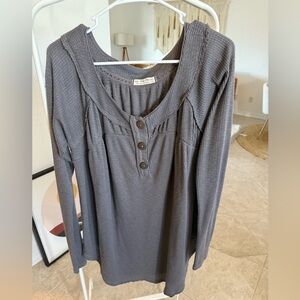 We The Free Charcoal Waffle  Knit Top